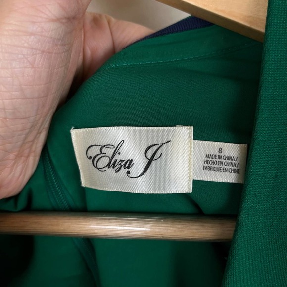 Eliza J gold button green ponte‎ A line dress size 8 - Picture 3 of 9